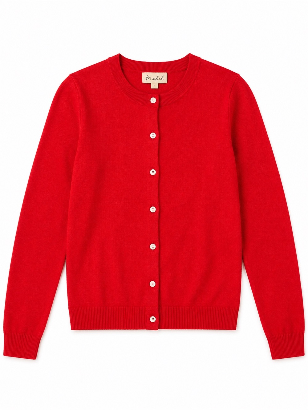 Marled Red Crewneck Button Cardigan XS